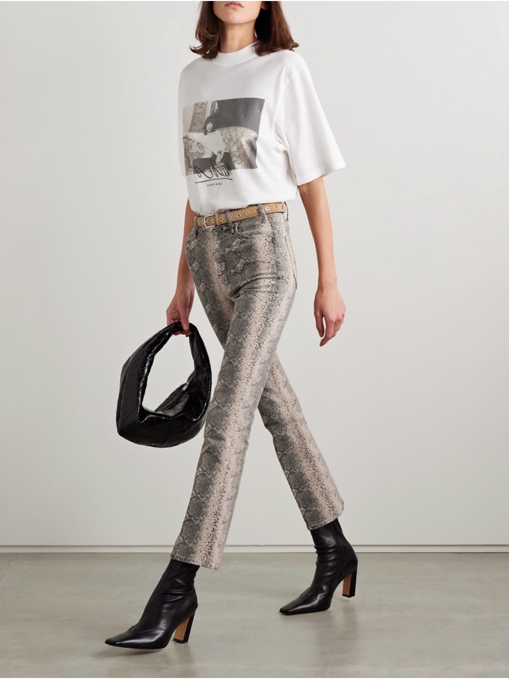 MOTHER Straight-Leg Snake Print Jeans